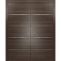 Sartodoors Double Pocket Brown 56x84 Strips Planum 0020 Chocolate Ash Frames Trims Pulls Hardware |Closet Core PLANUM20DP-SHOYA-5684